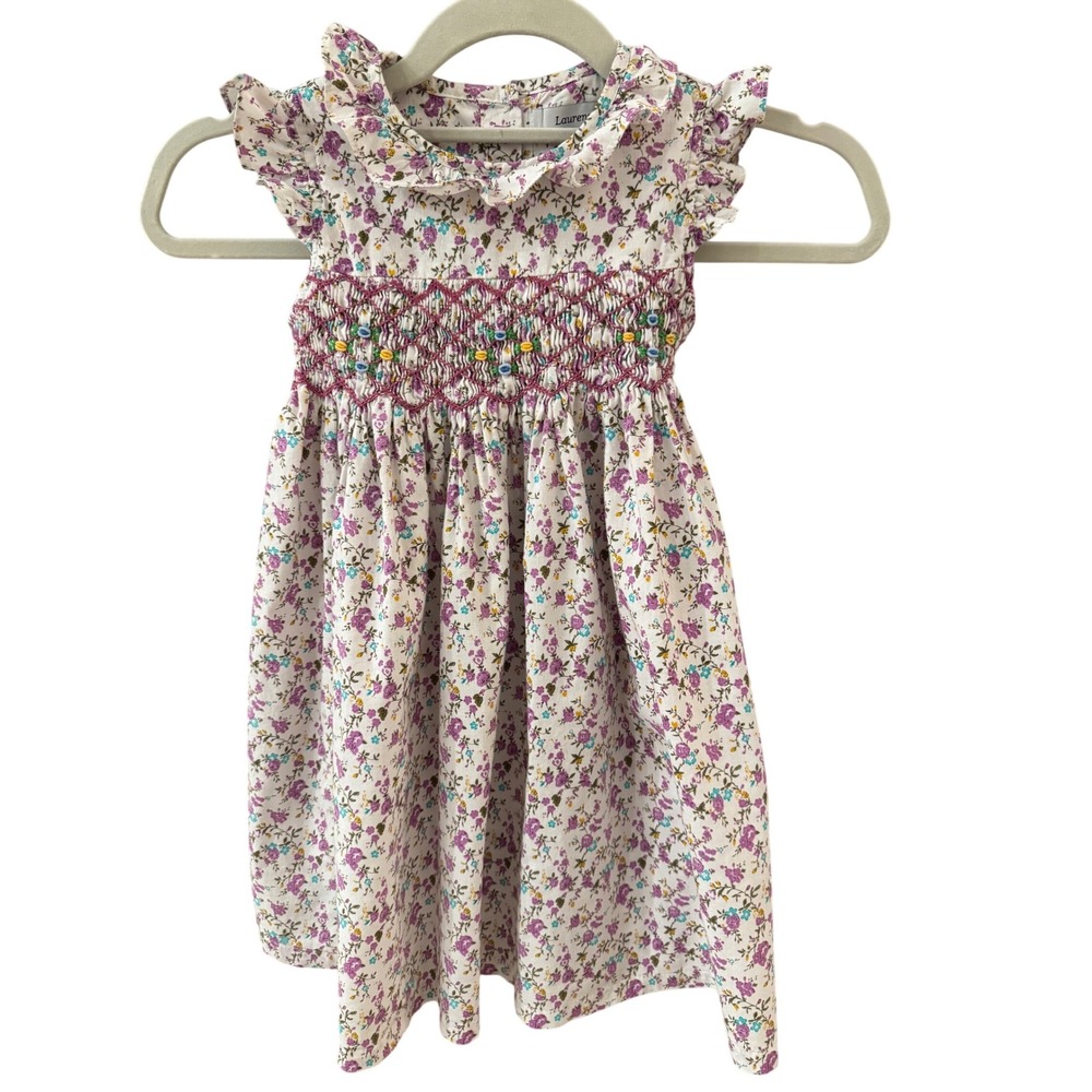Laurenza's Girls Floral Smocked Dress Sz 4 Cottagecore,Prairie,Boho  ,spring,